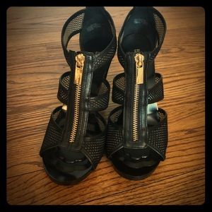 MICHAEL Michael Kors Black Mesh Leather Heels